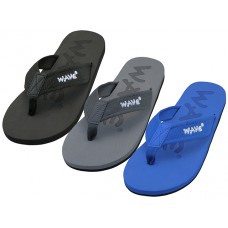 M9668  - Wholesale Men's " Wave " Comfortable Soft Fiber Upper Thong Sandals ( Asst. Black. Royal And Gray ) 